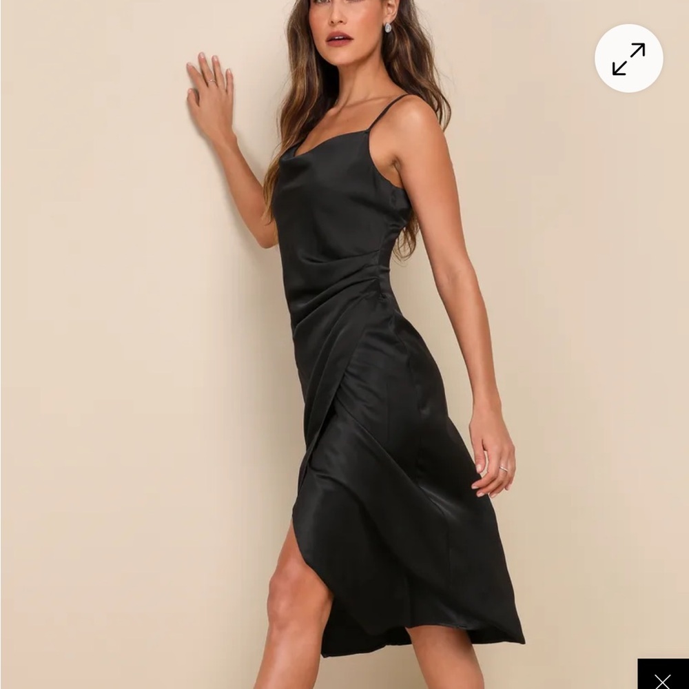 Lulus Slinky Black Cowl Neck Dress size M